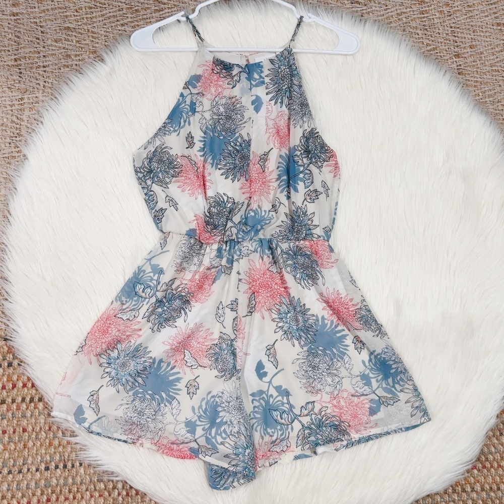 LUSH Women's Multicolor Floral Print Sleeveless Halter Romper Size S - Picture 5 of 8